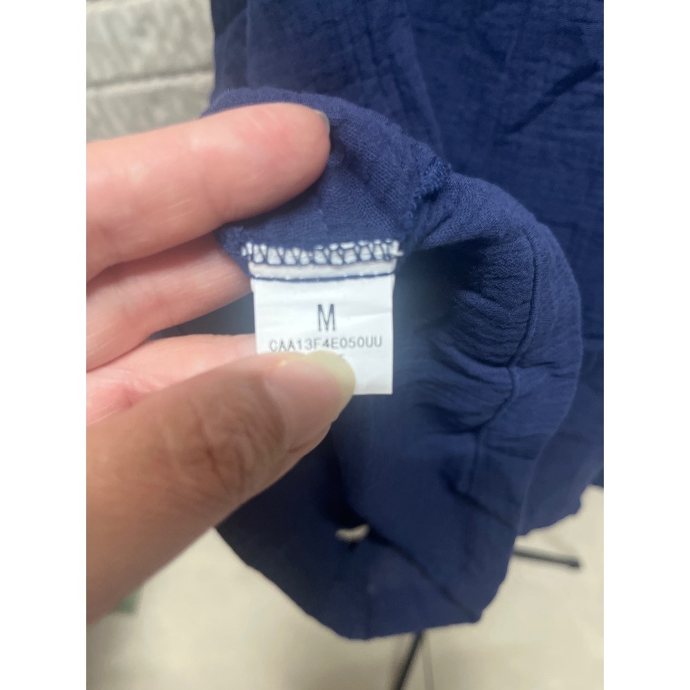 Cupshe Navy Blue Textured Gauze Romper Sleeveless Summer Jumper M CAA13F4E050UU - Picture 3 of 4
